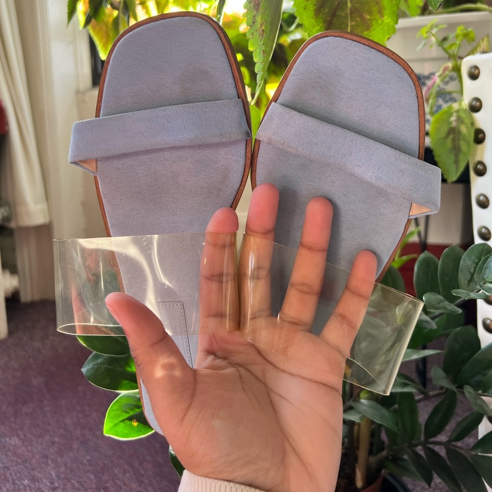 ASOS Light Blue Suede Flats - Both Clear & Suede Blue Strapping Across